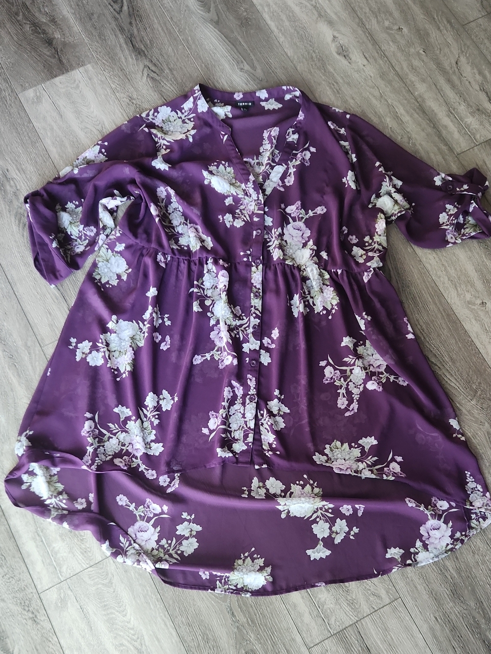 torrid Purple Floral Button-Front Tunic